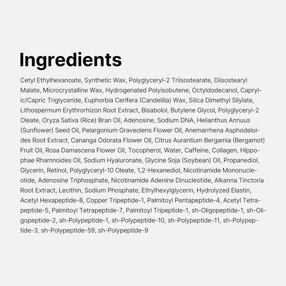 medicube panel listing the full ingredient declaration for the PDRN Pink Collagen Volume Multi Balm